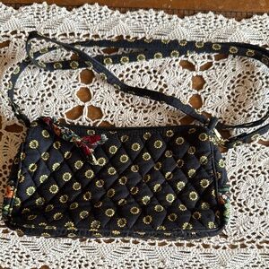 Floral Quilted Black Crossbody Bag